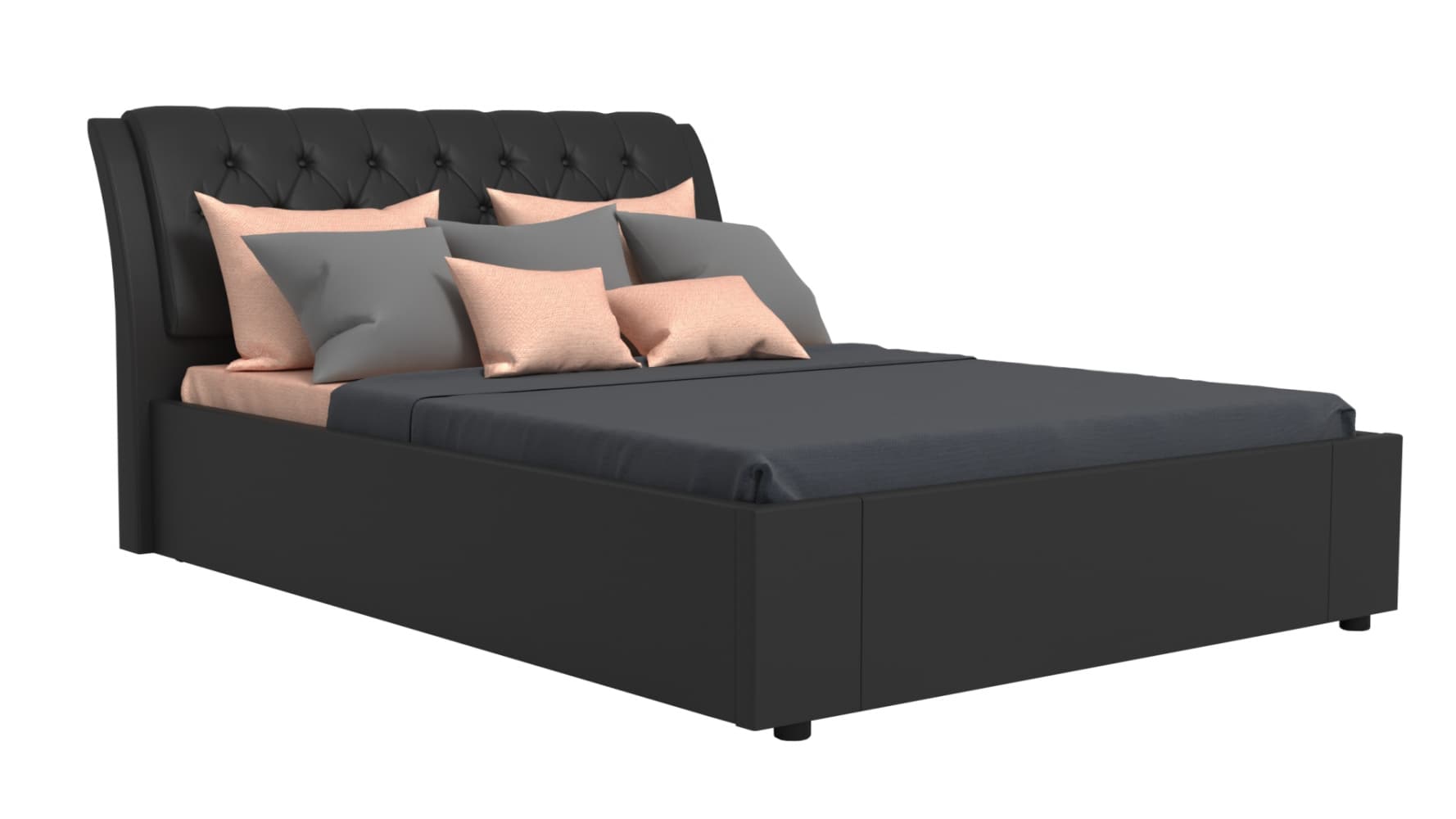 Кровать Венеция, 1400х2000  Иск.Кожа коричневая king 39-фото-1